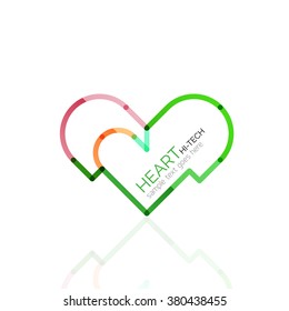 Logo love heart, abstract linear geometric business icon