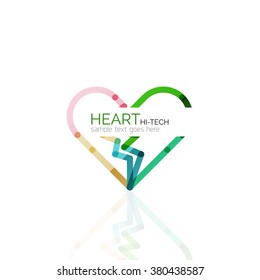 Logotipo amor coração, abstrato linear geométrica ícone empresarial