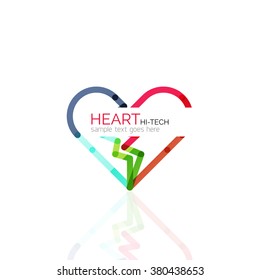 Logo love heart, abstract linear geometric business icon