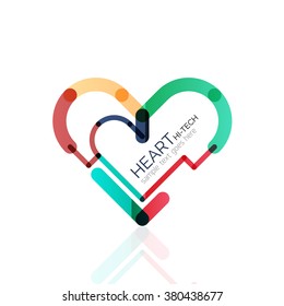 Logotipo corazón de amor, icono abstracto de negocios geométricos lineales