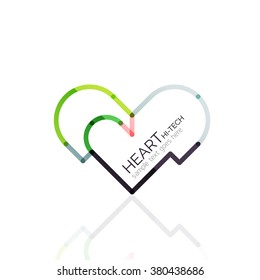 Logo love heart, abstract linear geometric business icon