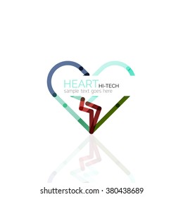 Logo love heart, abstract linear geometric business icon