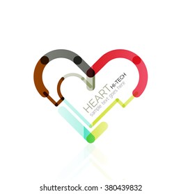Logo love heart, abstract linear geometric business icon