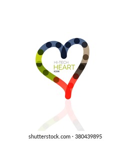 Logotipo corazón de amor, icono abstracto de negocios geométricos lineales