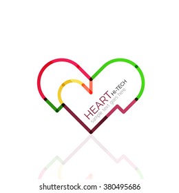 Logo love heart, abstract linear geometric business icon