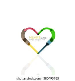 Logo love heart, abstract linear geometric business icon