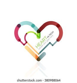 Logotipo corazón de amor, icono abstracto de negocios geométricos lineales