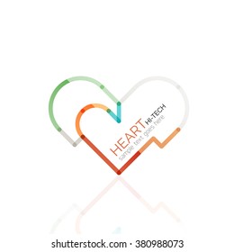 Logo love heart, abstract linear geometric business icon
