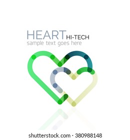 Logo love heart, abstract linear geometric business icon