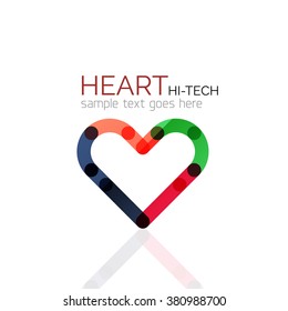 Logo love heart, abstract linear geometric business icon