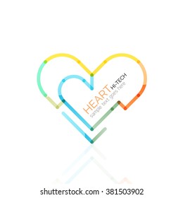 Logotipo corazón de amor, icono abstracto de negocios geométricos lineales