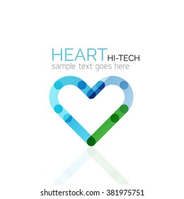 Logo love heart, abstract linear geometric business icon