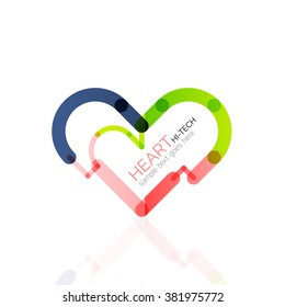 Logo love heart, abstract linear geometric business icon