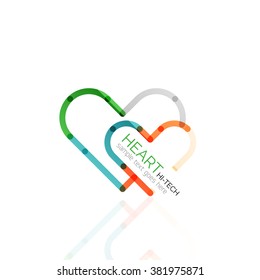 Logo love heart, abstract linear geometric business icon