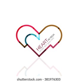 Logo love heart, abstract linear geometric business icon