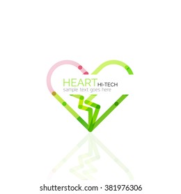 Logo love heart, abstract linear geometric business icon