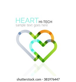 Logo love heart, abstract linear geometric business icon