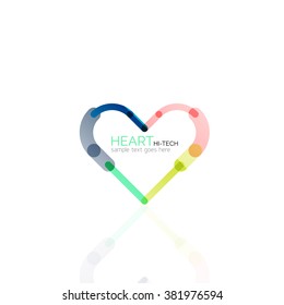 Logotipo corazón de amor, icono abstracto de negocios geométricos lineales