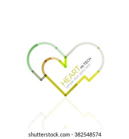 Logo love heart, abstract linear geometric business icon