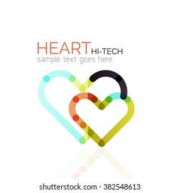 Logo love heart, abstract linear geometric business icon