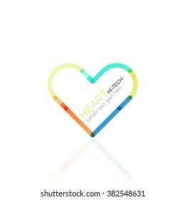Logo love heart, abstract linear geometric business icon