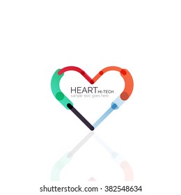 Logo love heart, abstract linear geometric business icon