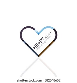 Logotipo corazón de amor, icono abstracto de negocios geométricos lineales