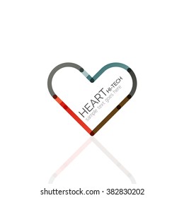Logotipo corazón de amor, icono abstracto de negocios geométricos lineales