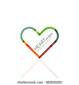 Logotipo corazón de amor, icono abstracto de negocios geométricos lineales