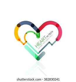 Logo love heart, abstract linear geometric business icon