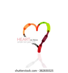 Logo love heart, abstract linear geometric business icon