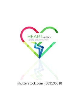 Logo love heart, abstract linear geometric business icon