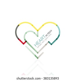 Logo love heart, abstract linear geometric business icon