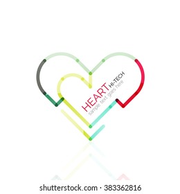 Logo love heart, abstract linear geometric business icon
