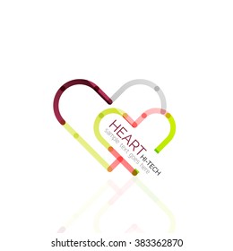 Logo love heart, abstract linear geometric business icon