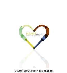 Logo love heart, abstract linear geometric business icon