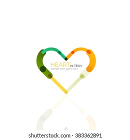 Logotipo corazón de amor, icono abstracto de negocios geométricos lineales