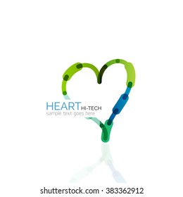 Logo love heart, abstract linear geometric business icon
