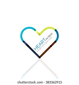 Logo love heart, abstract linear geometric business icon