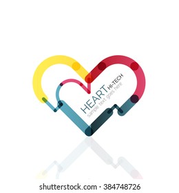 Logo love heart, abstract linear geometric business icon