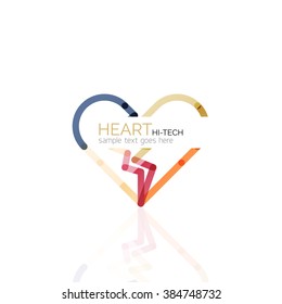 Logo love heart, abstract linear geometric business icon