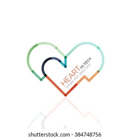 Logo love heart, abstract linear geometric business icon