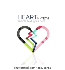 Logo love heart, abstract linear geometric business icon