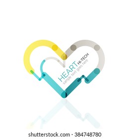 Logo love heart, abstract linear geometric business icon