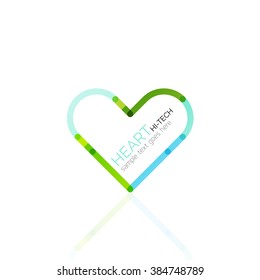 Logotipo corazón de amor, icono abstracto de negocios geométricos lineales