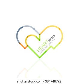 Logo love heart, abstract linear geometric business icon