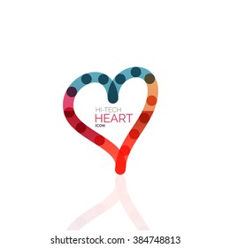 Logo love heart, abstract linear geometric business icon