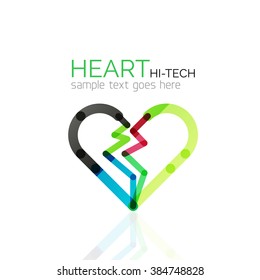 Logo love heart, abstract linear geometric business icon