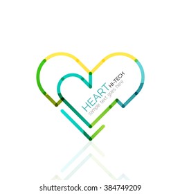 Logo love heart, abstract linear geometric business icon