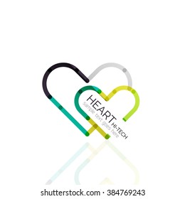 Logo love heart, abstract linear geometric business icon